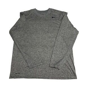Nike Dri-FIT Shirt Mens Grey Long Sleeve Running Athletic Top Performance Sz L